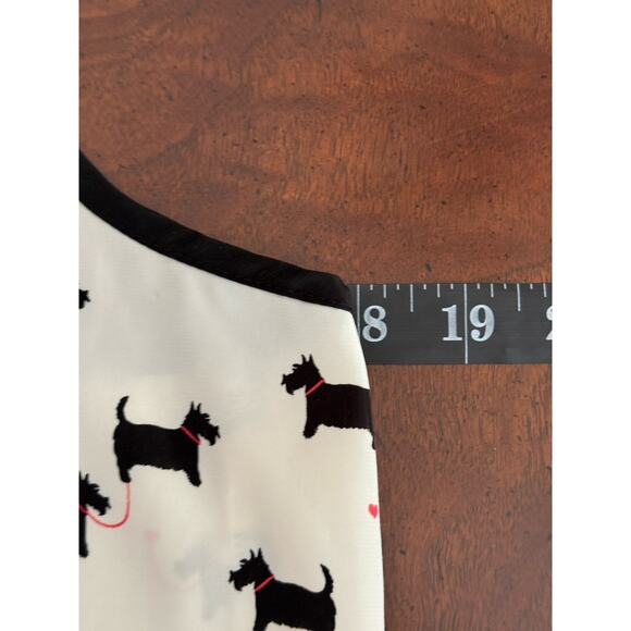 Scottie Dog Tank Top Sz M Ruffled Racer Back Cream Black Coquette Candie’s Heart - Picture 4 of 8